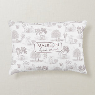 Coussins Décoratifs Toile de Bourgogne de Jouy Nom Date de naissance B