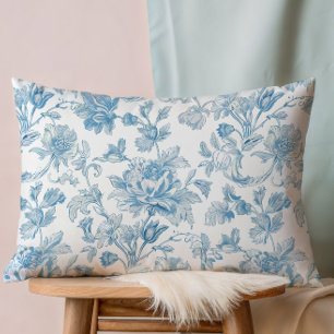 Coussins Décoratifs Toile-de-jouy Chinoiseries motif floral bleu