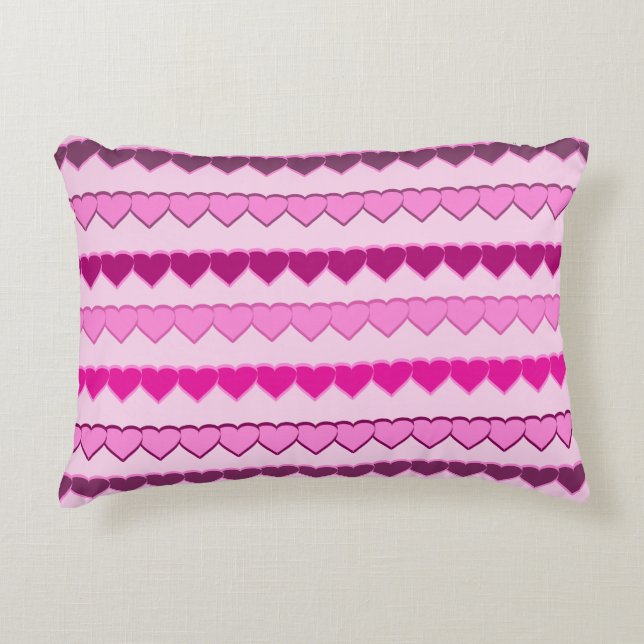 Coussins Décoratifs Tons des lignes de coeur rose (Devant)