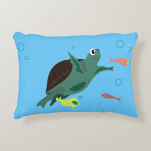 Coussins Décoratifs Tortue de mer mignonne sous l'art marin