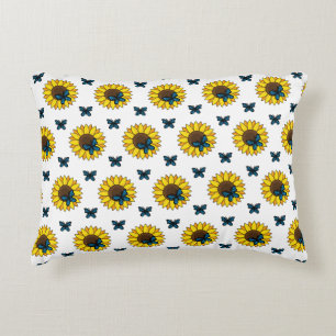 Coussins Décoratifs Tournesol et papillon bleu
