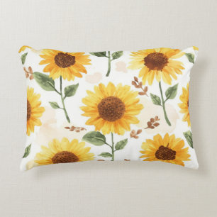 Coussins Décoratifs Tournesols Jaunes Aquarelle Floral Fantaisiste