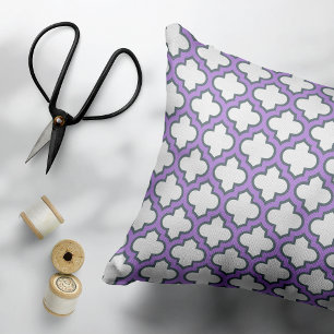 Coussins Décoratifs Trellis blanc et violet, treillis, Quatrefoil