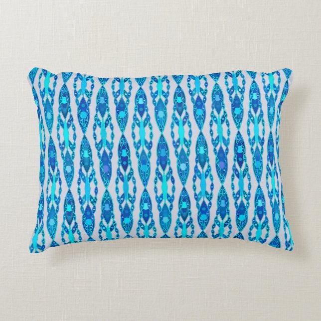 Coussins Décoratifs Tribal Batik - Sapphire Blue et Silver Grey (Devant)