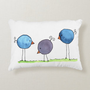 Coussins Décoratifs Trois oiseaux d'aquarelle à lunettes