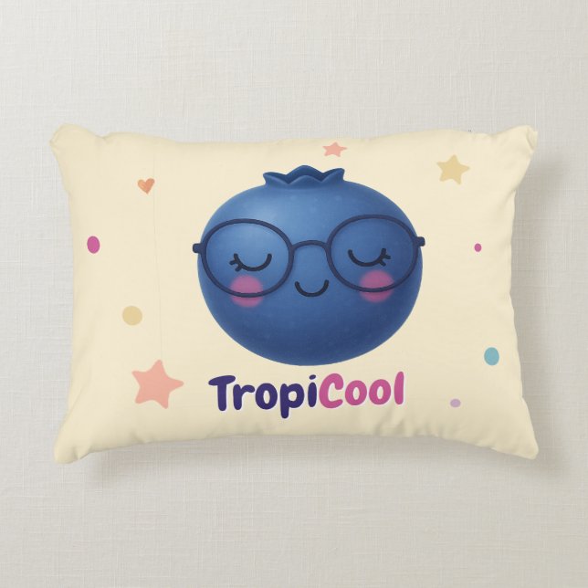 Coussins Décoratifs TropiCool Blueberry - Fruit Kawaii (Devant)