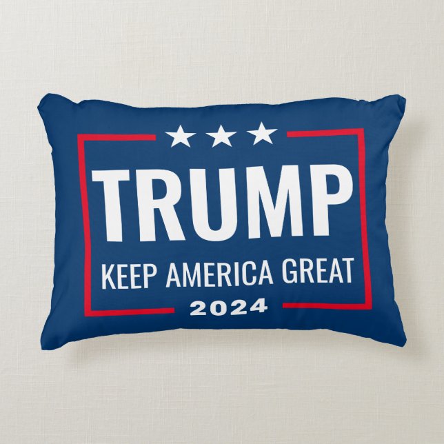 Coussins Décoratifs Trump 2024 Gardez l'Amérique grande - bleu rouge (Devant)