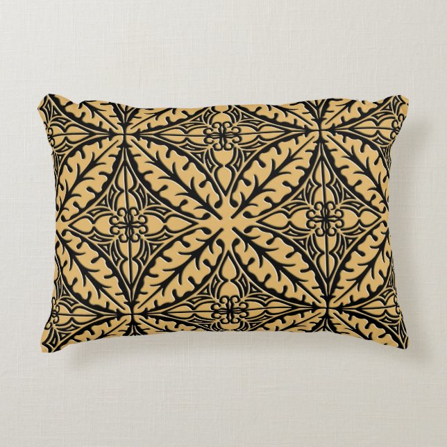 Coussins Décoratifs Tuiles marocaines - chameau bronzage et noir (Devant)