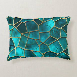 COUSSINS DÉCORATIFS TURQUOISE & GOLD MOSAIC CHIP MOTIFS