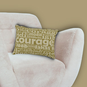 Coussins Décoratifs Typographie du courage multilingue kaki-vert