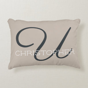 Coussins Décoratifs U Nom de la calligraphie initiale Taupe Tan Neutra