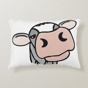 Coussins Décoratifs vache de dessin animé noir blanc rose baiser gris