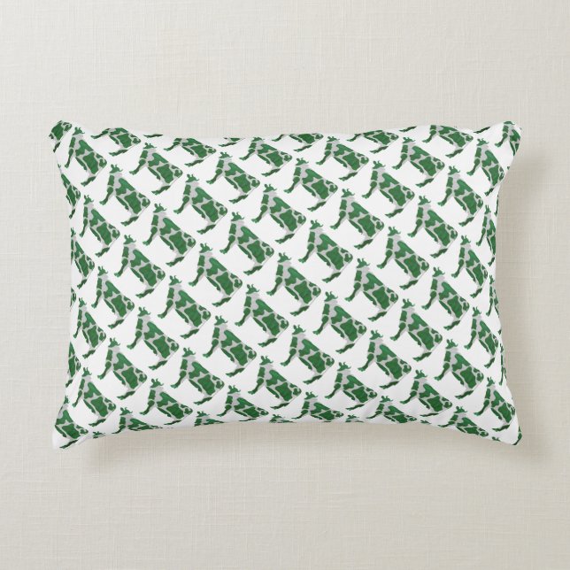 Coussins Décoratifs Vache Silhouette verte et blanche (Devant)