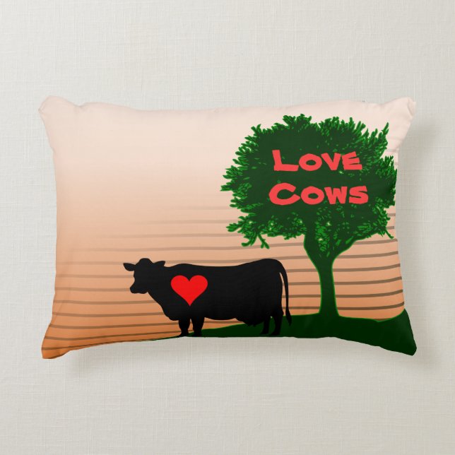 Coussins Décoratifs Vaches d'amour - Vache Silhouette avec arbre solit (Devant)