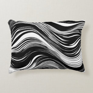 Coussins Décoratifs Vague Abstraite noire et blanche