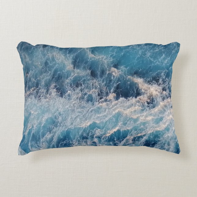 Coussins Décoratifs Vagues bleu océan (Devant)