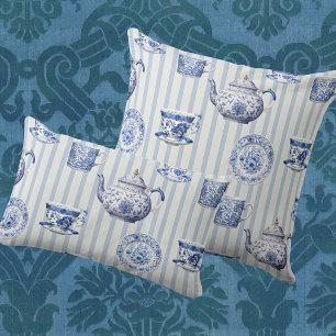 Coussins Décoratifs Vaisselle bleue et blanche de style chinoiserie vi