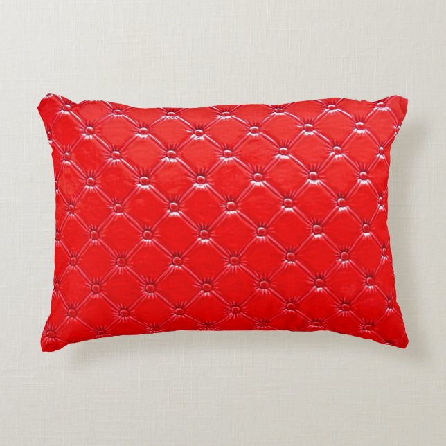 Coussins Décoratifs Véritable rembourrage en cuir rouge. (Devant)