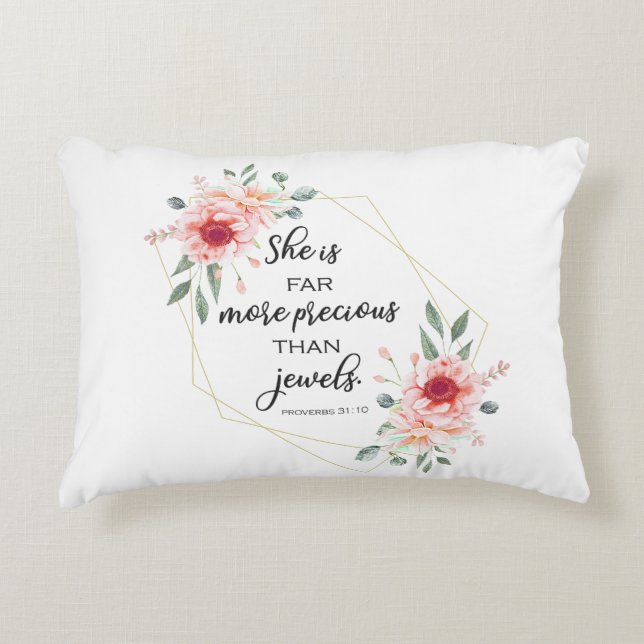 Coussins Décoratifs Verse biblique, elle est beaucoup plus précieuse q (Devant)