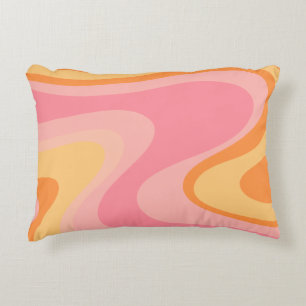 Coussins Décoratifs Vibe Rétro Abstrait Tourbillon Années 60 70 Rose e