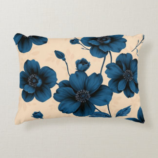Coussins Décoratifs Victorian Blue Flowers on Beige Background Pillow