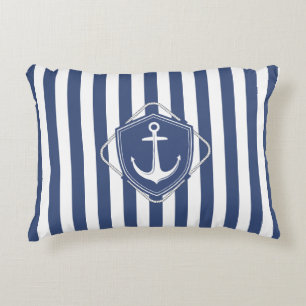 Coussins Décoratifs Vie maritime, bandes bleu cobalt & Ancre