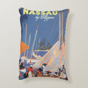 Coussins Décoratifs Vintage Bahamas Travel Art, Fly Nassau par Clipper