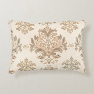 Coussins Décoratifs Vintage Damas Élégant Beige Maison de Campagne Fra