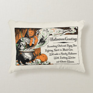 Coussins Décoratifs Vintage Halloween Salutations Sorcière Accent Cou