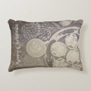 Coussins Décoratifs Vintage Motif de Noël avec Cookies et Café