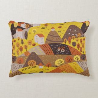 Coussins Décoratifs Vintage motif sans soudure du village d'automne la