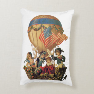 Coussins Décoratifs Vintage patriotique, enfants dans une montgolfière