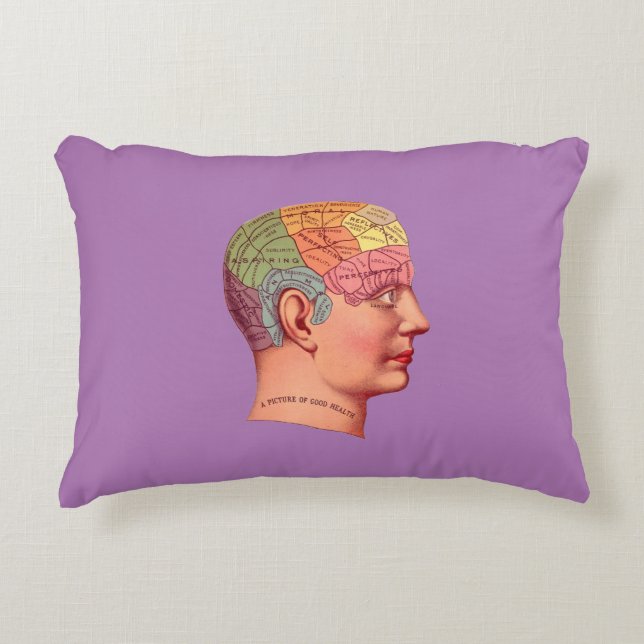 Coussins Décoratifs Vintage Phrenologie Chef Mineur Carte du cerveau (Devant)