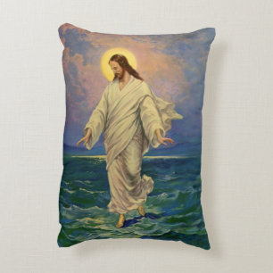Coussins Décoratifs Vintage Religion, Jésus-Christ marche sur l'eau