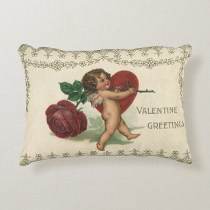 Coussins Décoratifs Vintage victorien Saint-Valentin chérubin, rose et