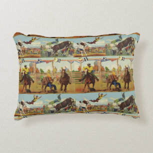 Coussins Décoratifs Vintage Western Rodeo Événements Cowboys Horses 