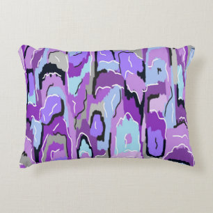 Coussins Décoratifs Violet Abstrait avec accents bleu et noir