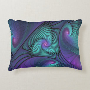 Coussins Décoratifs Violet rencontre Turquoise moderne art fractal abs