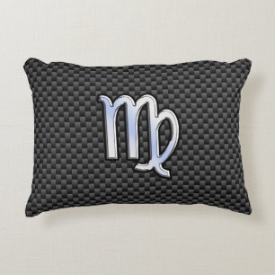 Coussins Décoratifs Virgo Zodiac Sign on Charcoal Carbon Fibre Print