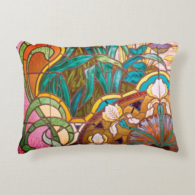 Coussins Décoratifs Vitrail Art nouveau floral (Devant)