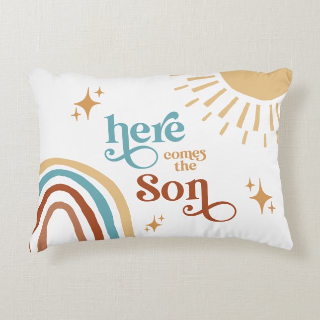 Coussins Décoratifs Voici le Baby shower garçon Son Sunshine (Devant)