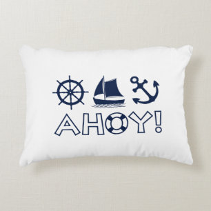 Coussins Décoratifs Voilier Ancre Ahoy! Bleu Foncé