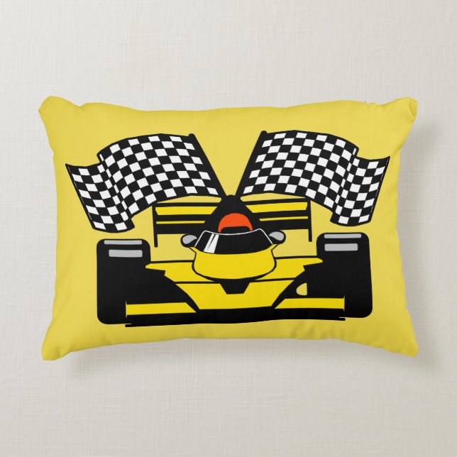 Coussins Décoratifs Voiture de course jaune : Drapeau de contrôleur (Devant)