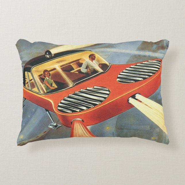Coussins Décoratifs Voiture futuriste de science-fiction vintage (Devant)