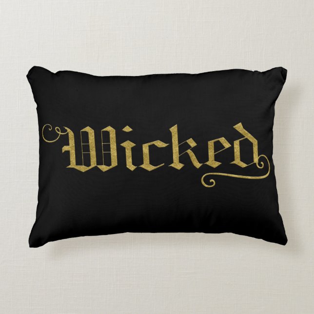 Coussins Décoratifs WICKKED Faux Gold Look Halloween Festive (Devant)