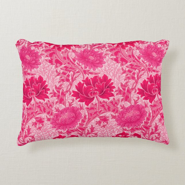 Coussins Décoratifs William Morris Chrysanthemums, Fuchsia Pink (Devant)