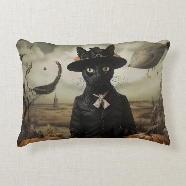Coussins Décoratifs Witch Cat with Pumpkins  (Devant)