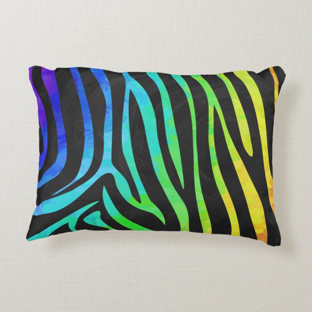 Coussins Décoratifs Zebra Black et Rainbow Print (Dos)