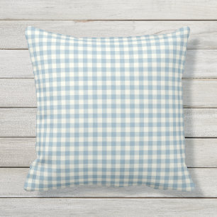 Coussins extérieurs de motif bleu-clair de guingan