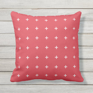 Coussins extérieurs rouges de pavot - motif croisé